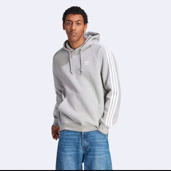 Adidas Original Mens ADICOLOR CLASSIC 3S HOODIE IL2496 GREY HEATHER Size L NEW!